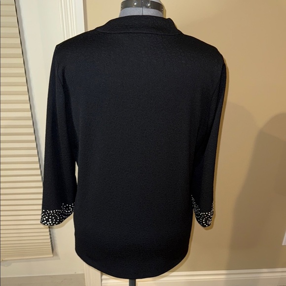 Allison Daley Blazer Black White Elegant Polka Dot Embellishments Women’s Size M - Picture 3 of 11